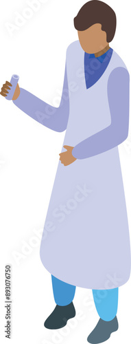 Scientist wearing a lab coat is holding a test tube and conducting important medical research