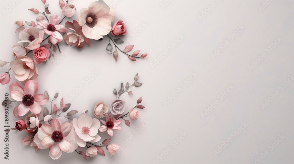 Elegant Floral Wreath with Soft Pink Blooms Elegant Floral Wreath with Soft Pink Blooms