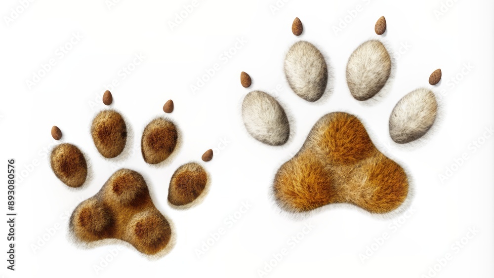 High-definition isolated animated video of adorable furry dog and cat paw prints trailing on a clean white background in 4K resolution. High-definition isolated animated video of adorable furry dog and cat paw prints trailing on a clean white background in 4K resolution.