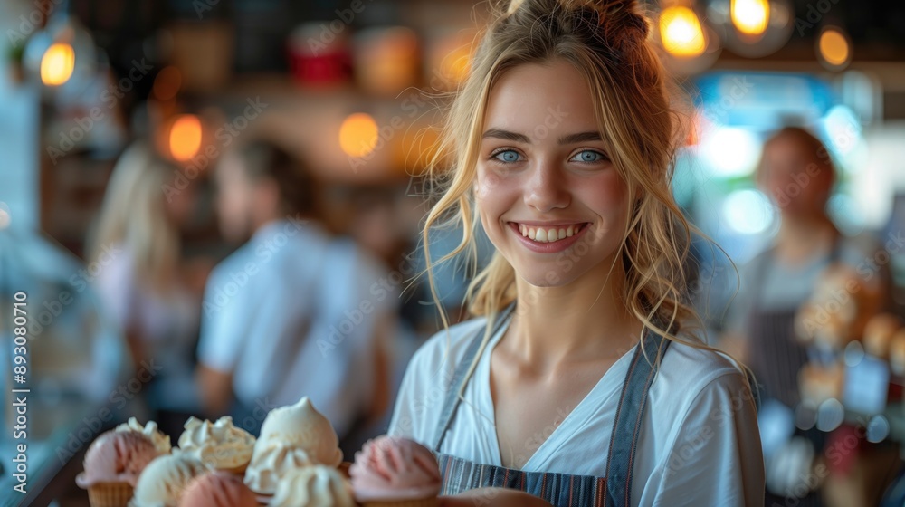 Φωτογραφία Ice Cream Delivery: A delivery person handing over a box of assorted ice cream f