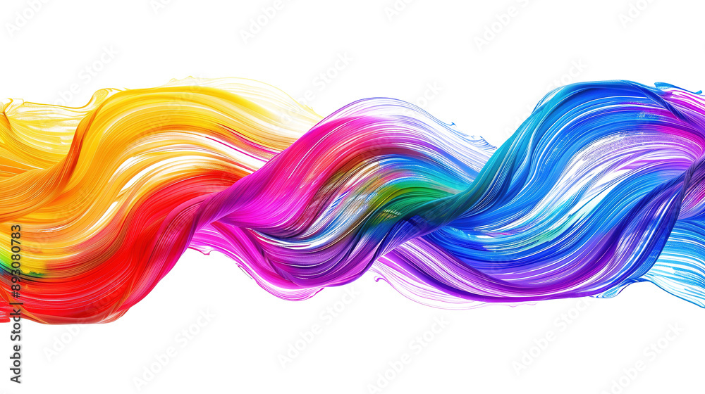 Fototapeta premium Colorful Rainbow Brush Paint Ribbon Stroke Swirl Abstract Splash Wave on Transparent Background PNG - Brushstroke Color Flow Shape Wavy Design Paintbrush Fluid Element Texture 3D Line 