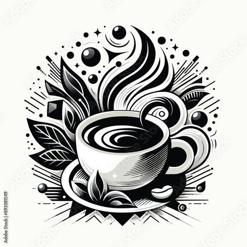 cup of coffee Abstract paint vector Artwork