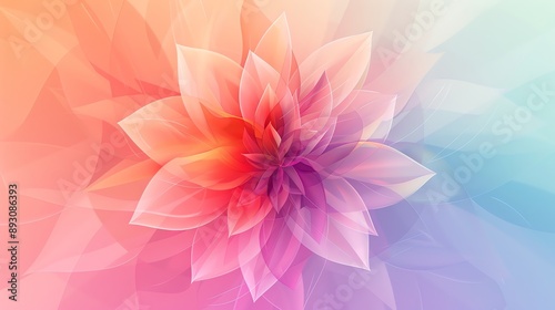 A stylized, colorful illustration of a flower with soft, pastel hues. © Copi