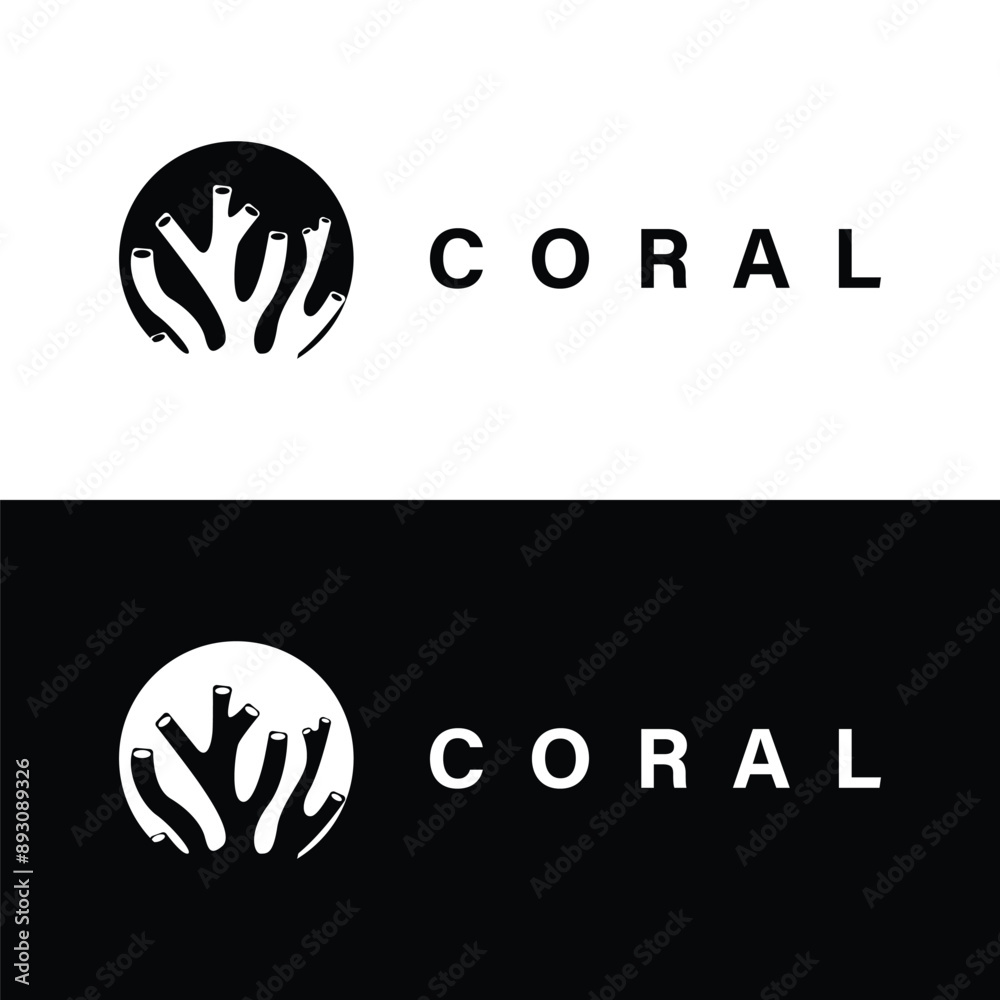 coral logo underwater seaweed plant simple template design marine ...