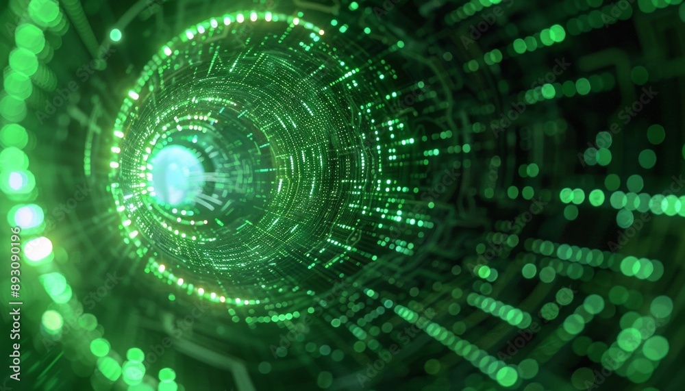 Futuristic Green Data Vortex Symbolizing Cyberspace and Digital Technology, Neon Effects, Intricate Details Futuristic Green Data Vortex Symbolizing Cyberspace and Digital Technology, Neon Effects, Intricate Details