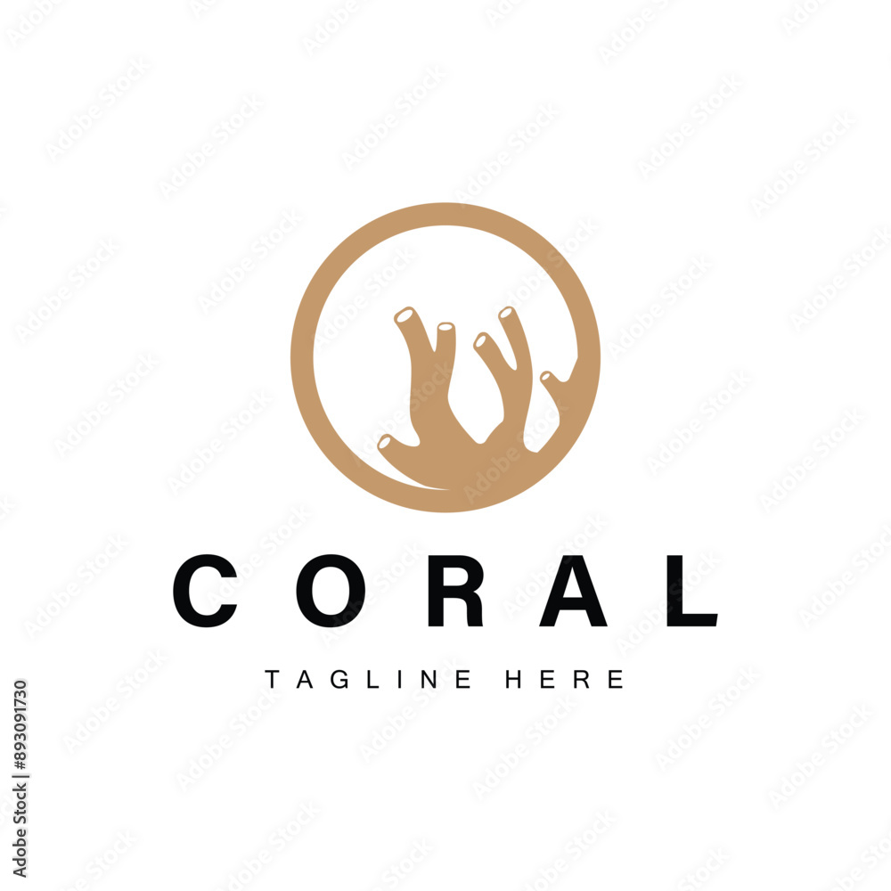 coral logo underwater seaweed plant simple template design marine decoration coral logo underwater seaweed plant simple template design marine decoration