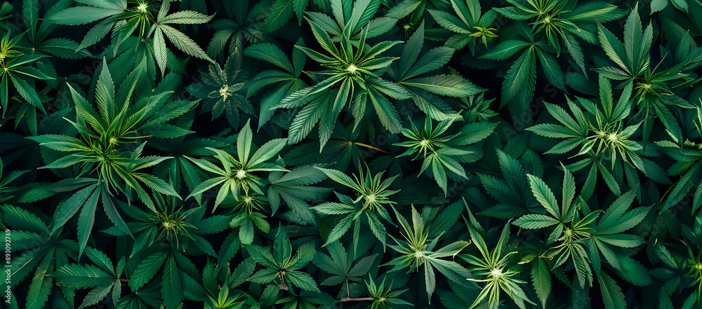 Close-up view of lush, green tropical leaves, beautifully arranged, creating a refreshing and vibrant natural background image.