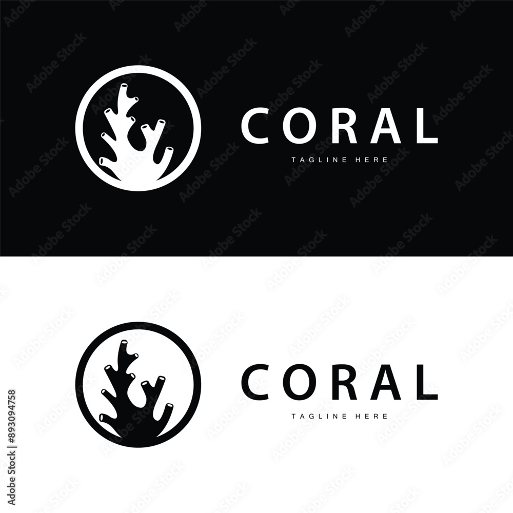 coral logo underwater seaweed plant simple template design marine decoration coral logo underwater seaweed plant simple template design marine decoration