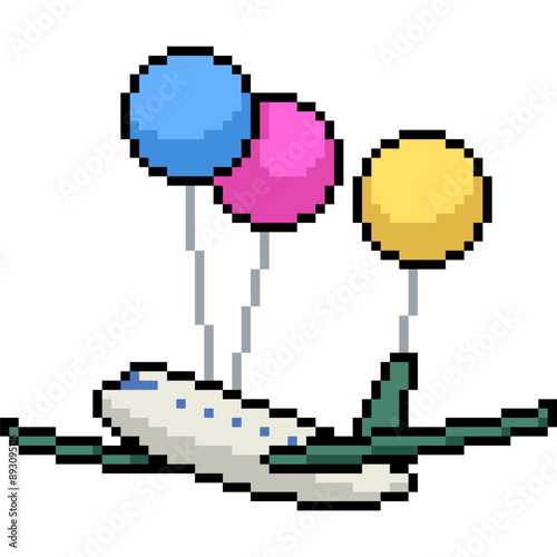 pixel art of air balloon plane