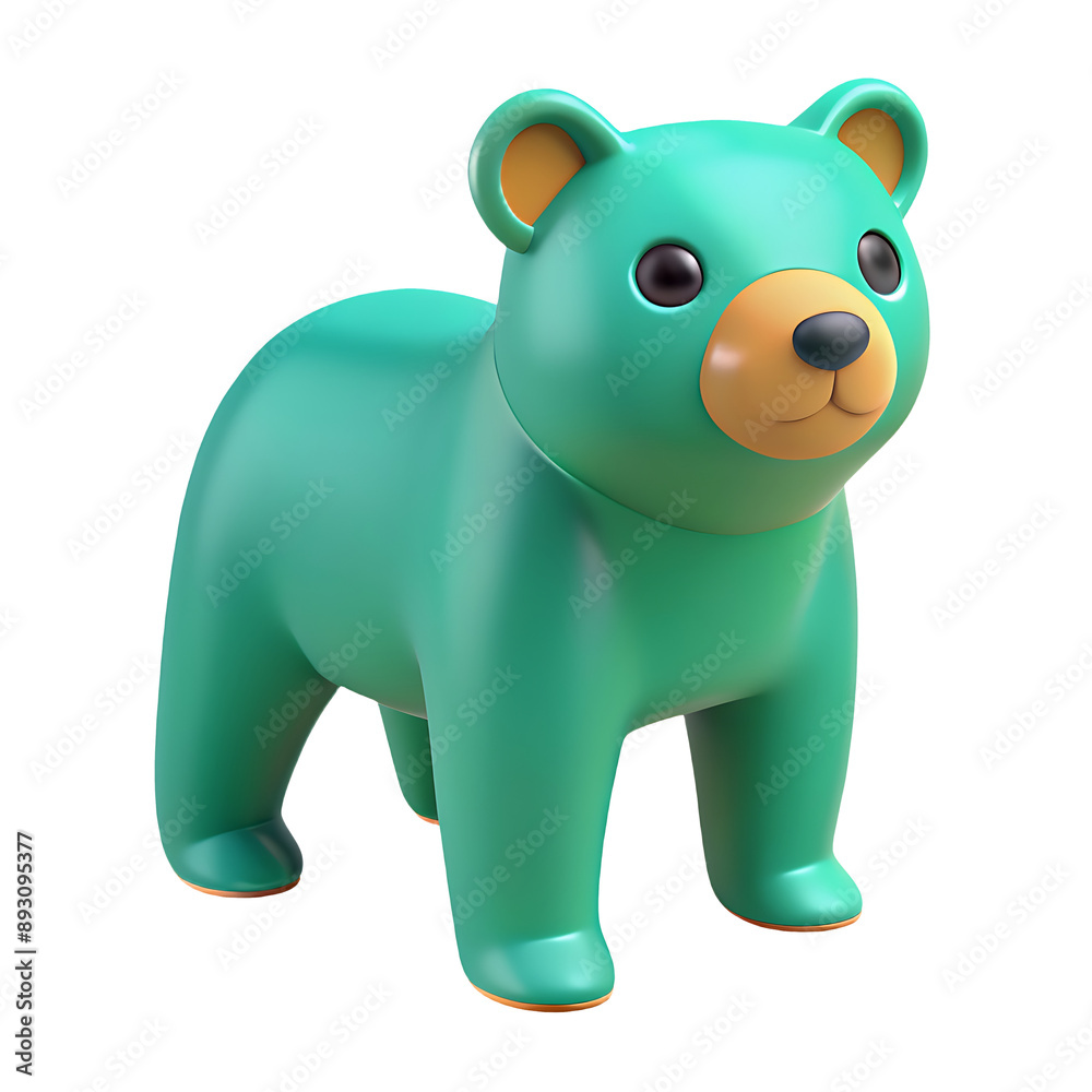 Fototapeta premium bear icon green color in plastic 3d style