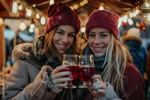 A man and a woman are smiling and holding glasses of red wine.