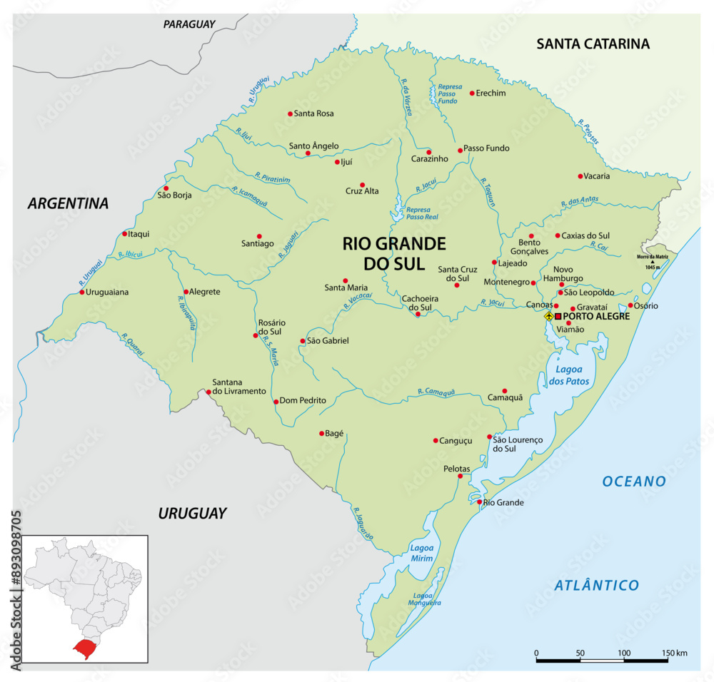 Map of the Brazilian state of Rio Grande do Sul