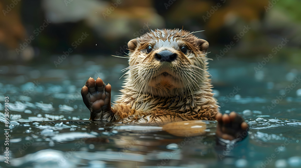 Otter Swimming in Water Photo Otter Swimming in Water Photo