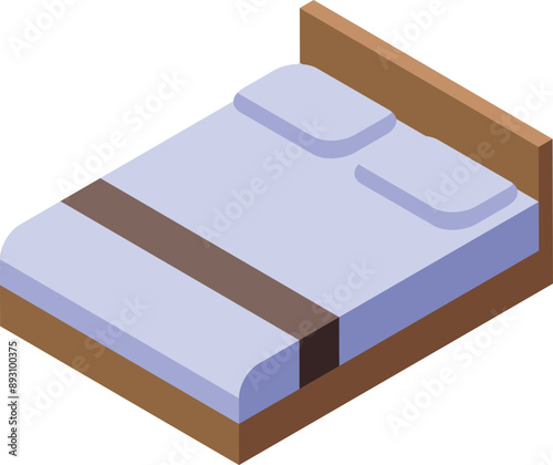 Illustration showing a double bed with two pillows, ideal for depicting themes of rest, relaxation, and sleep