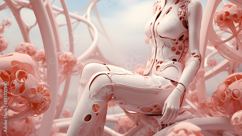 robotic concept, 3d illustration graphic art in futuristic style photo