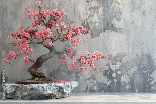 Pink cherry blossom bonsai tree Artificial Intelligence Generated