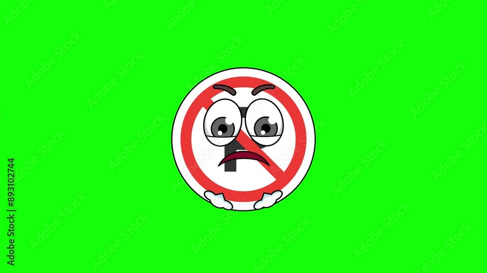 no parking sign character with expressions of irritation, anger, and contempt, face with Steam From Nose