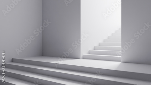 Minimalist terracotta stairs with concrete wall room product placement scene premium photo 3d render