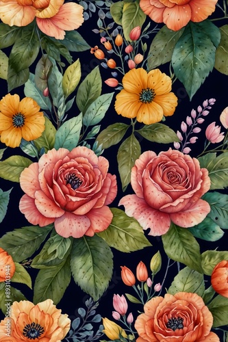  A Watercolor Tapestry of Florals