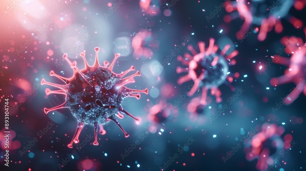 Close-up of Virus Particles in 3D Close-up of Virus Particles in 3D