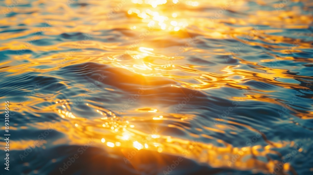 Blurred yellow water shining on rippled sea surface background. Ocean water texture. Blurred yellow water shining on rippled sea surface background. Ocean water texture.