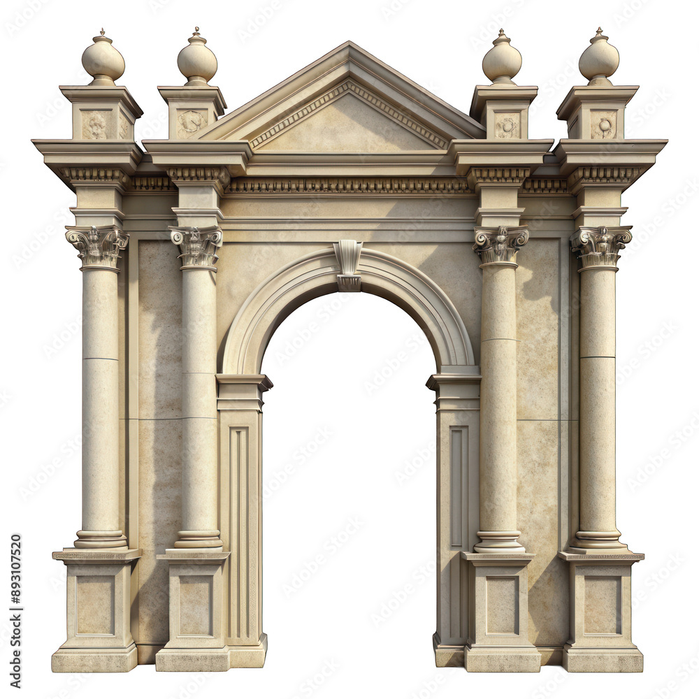 Obraz premium Classic antique gate with pillars isolated on transparent background