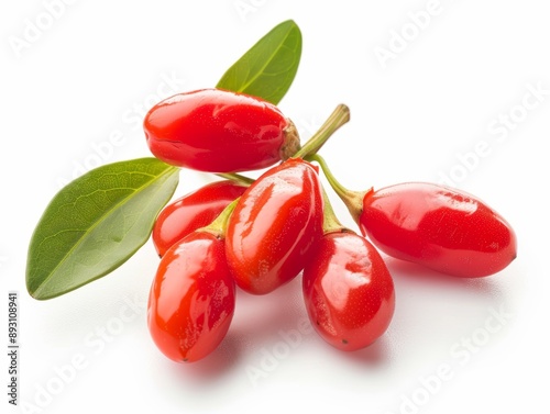 Photo of Chinese wolfberry (goji) fruit, isolated on white background