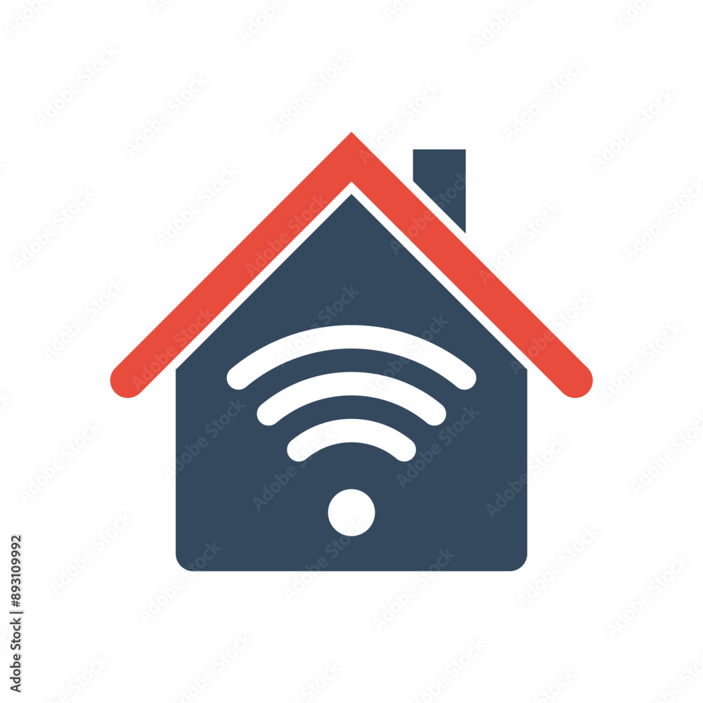 house with wireless network icon, internet communication vector pictogram, smart home sign house with wireless network icon, internet communication vector pictogram, smart home sign