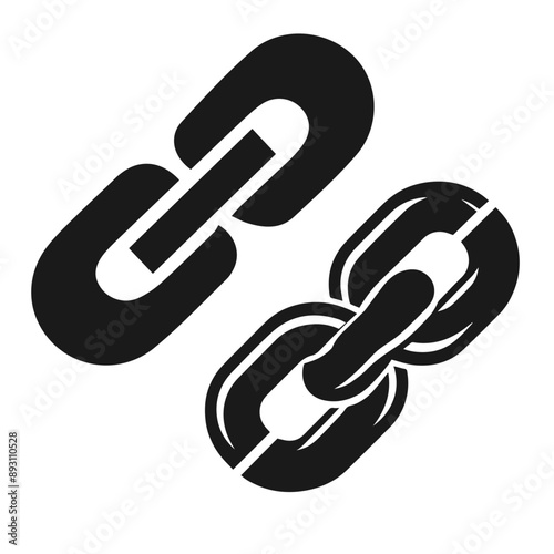 Clean black and white vector silhouette of a Chain logotype on white background