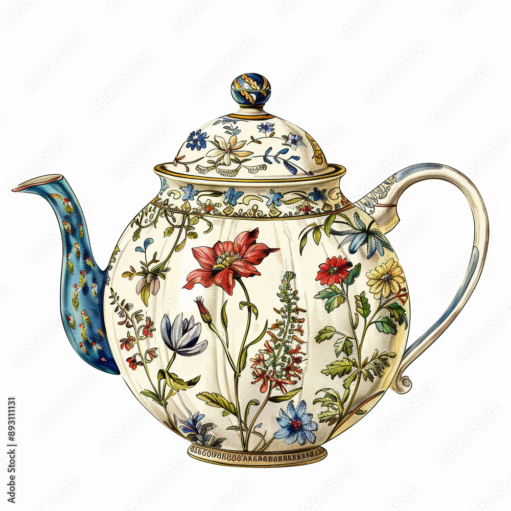 Teapot With Pattern A vintage teapot with floral patterns designs for Print on Demand (POD ...