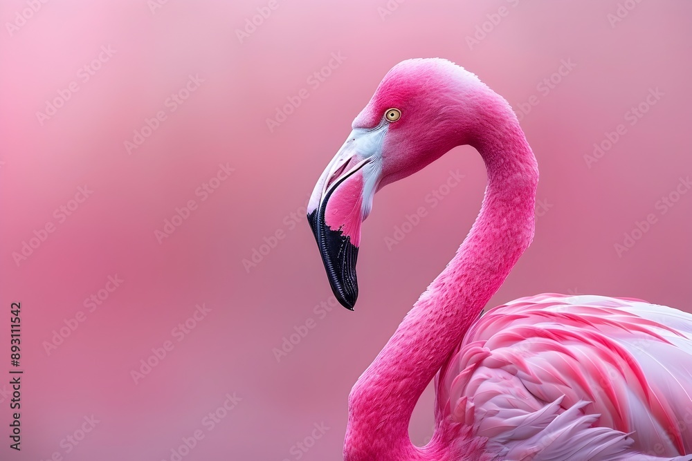 Fototapeta premium Stunning Flamingo in a Serene Pink Landscape