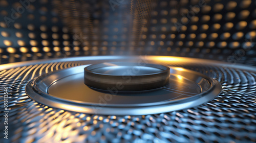 3D Rendering of Samarium Element in a Holographic Magnetic Field for Scientific Advertisement and Technology Visualizatio photo