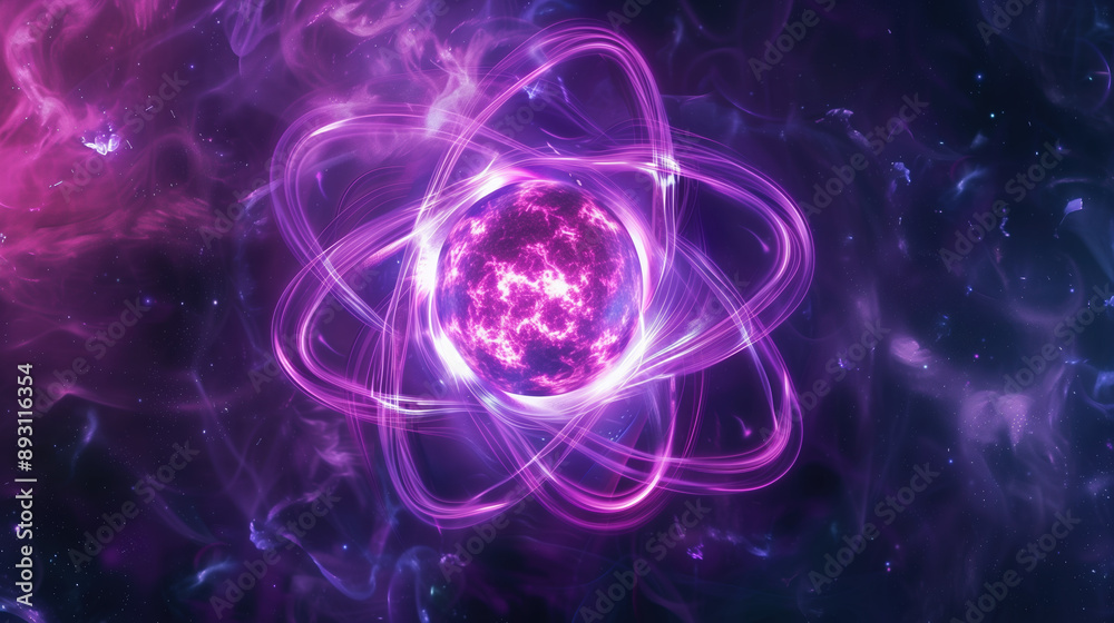 Obraz premium Fermium Element in Advanced 3D Holographic Nuclear Reaction Render with Futuristic Visuals and High-Tech Energy Patterns