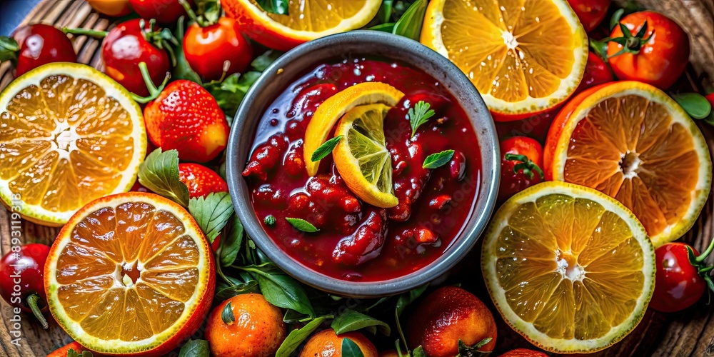 Vibrant oranges smothered in a tangy ketchup sauce, orange, fruit, vibrant, colorful, citrus, food, healthy, fresh, juicy, tangy Vibrant oranges smothered in a tangy ketchup sauce, orange, fruit, vibrant, colorful, citrus, food, healthy, fresh, juicy, tangy