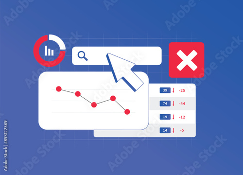 SEO mistake - error in search optimizing website that negatively impacts its search engine ranking, such as keyword stuffing, duplicate content, slow site speed, missing seo meta tags or broken links