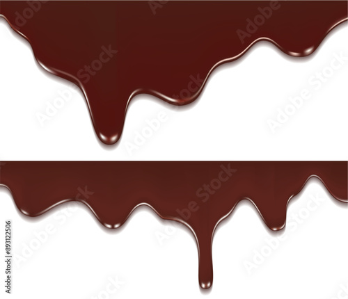 Vector chocolate dripping set on a white background