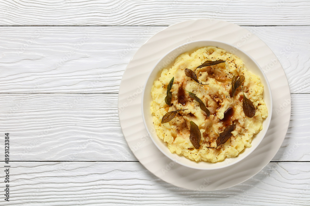 Brown Butter Potato Mash with fried sage leaves Brown Butter Potato Mash with fried sage leaves