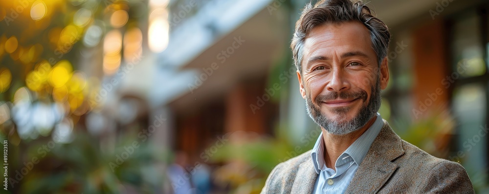 CEO beaming while giving a motivational speech to employees, [CEO Grinning Employee Relations], [inspirational leadership]