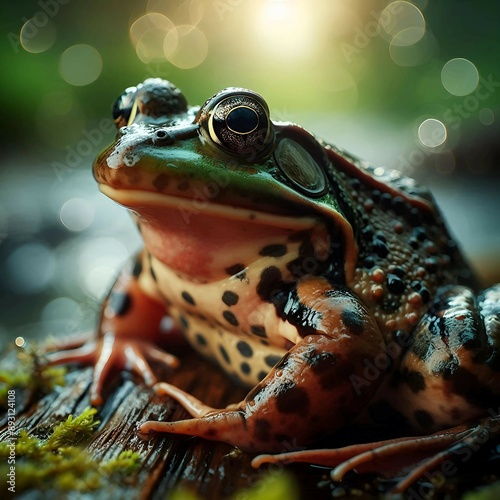 American bull frog in its wild habitat photo