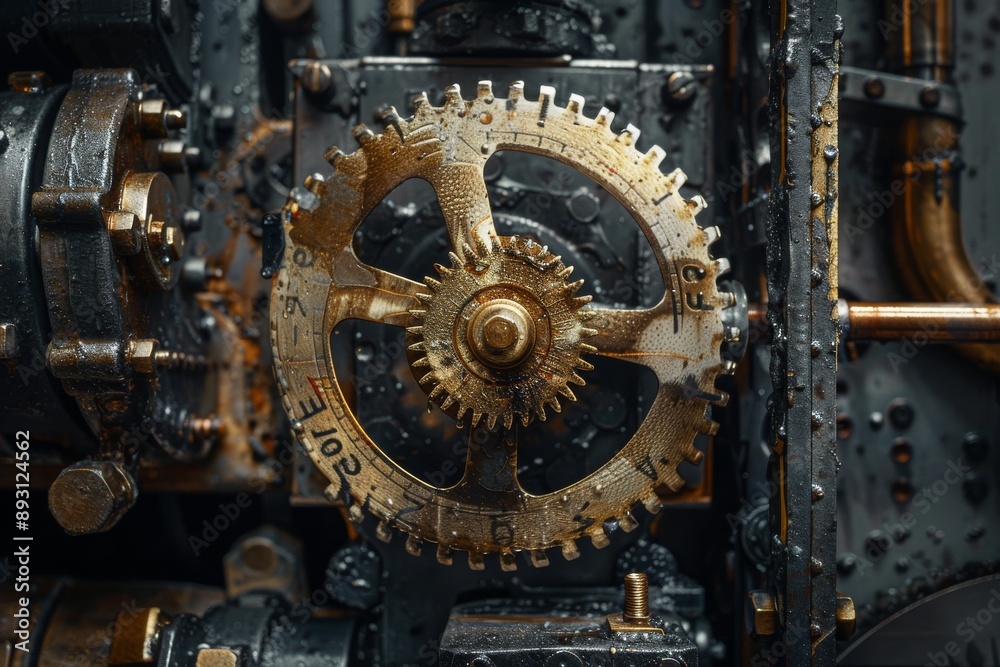 Close Up of Geared Machine in Industrial Setting Close Up of Geared Machine in Industrial Setting