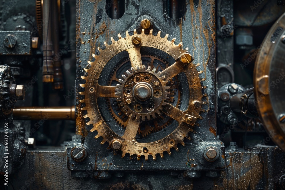 Close Up of Geared Machine in Industrial Setting Close Up of Geared Machine in Industrial Setting