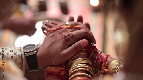 A shot of an Indian Wedding where rituals are being performed at New Delhi, India
 photo