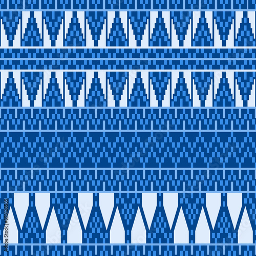 Seamless Geometrical weaving pattern of waterfall on Blue Color Scheme