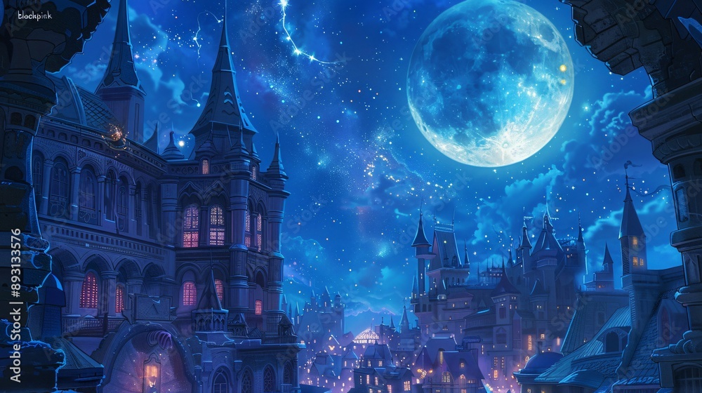 illustration art castle with full moon in night style art anime
illustration art castle with full moon in night style art anime