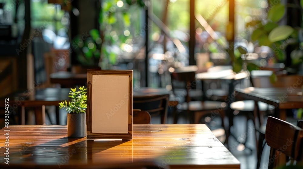 Menu display on wooden table at bar or cafe, blank space. Menu display on wooden table at bar or cafe, blank space.