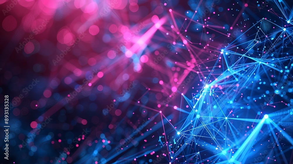 A tech dots and lines background, in blue and pink colors. A tech dots and lines background, in blue and pink colors.