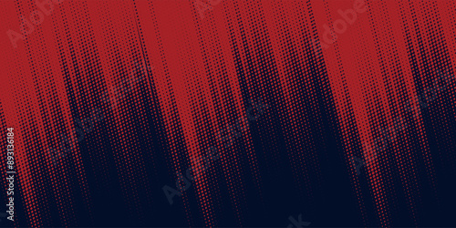 Red halftone dots blue color pattern gradient grunge texture background. Dot pop art comic sport style vector illustration.