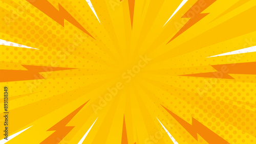 Bright orange-yellow gradient abstract background. Orange comic sunburst effect background with halftone. Suitable for templates, sales banners, events, ads, web, and pages	