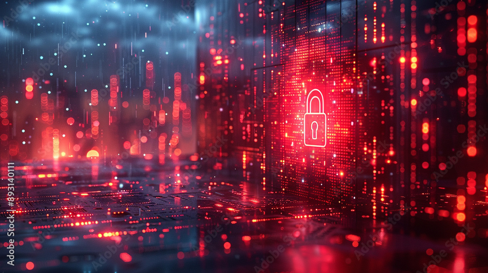 digital lock icon and a network of connected nodes represent cybersecurity, data protection, and business privacy, highlighting the importance of safeguarding digital information in the modern world digital lock icon and a network of connected nodes represent cybersecurity, data protection, and business privacy, highlighting the importance of safeguarding digital information in the modern world