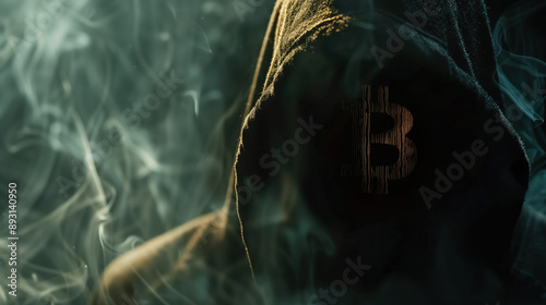 Dark and Mysterious 3D Hacker Illustration: Invisible Face, Hoodie, and Suspenseful Environment photo